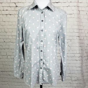 Talbot's - Grey & Pink Polka Dot Button Down Top 💘